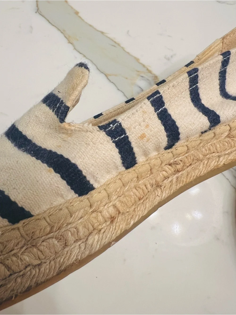 Soludos Blue-Striped Canvas and Gold Metallic Espadrilles - Bundle of 2